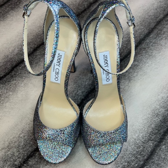 Jimmy Choo Shoes - Jimmy Choo Pattie 130 Multi Hologram Leather Platform Sandal Heels
